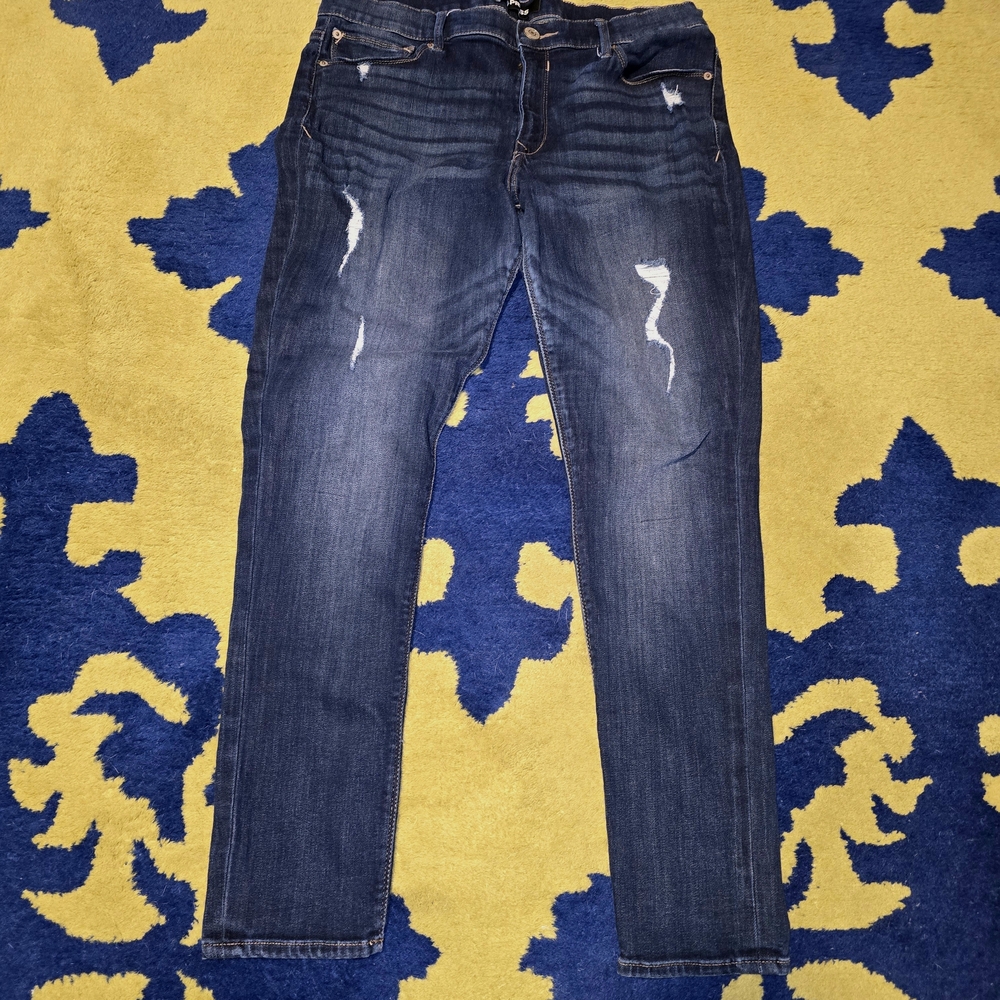Express Dark Blue Distressed Jeans